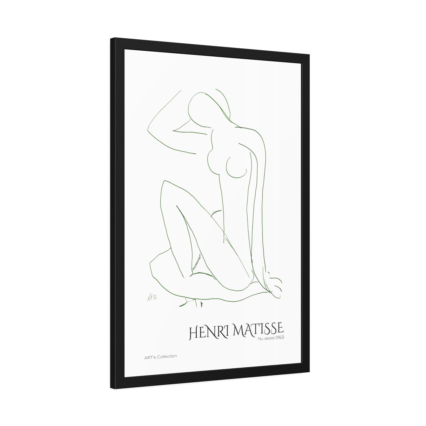 Nu assis (1952) by Henri Matisse version verte / Affiche Encadrée série ART's Collection
