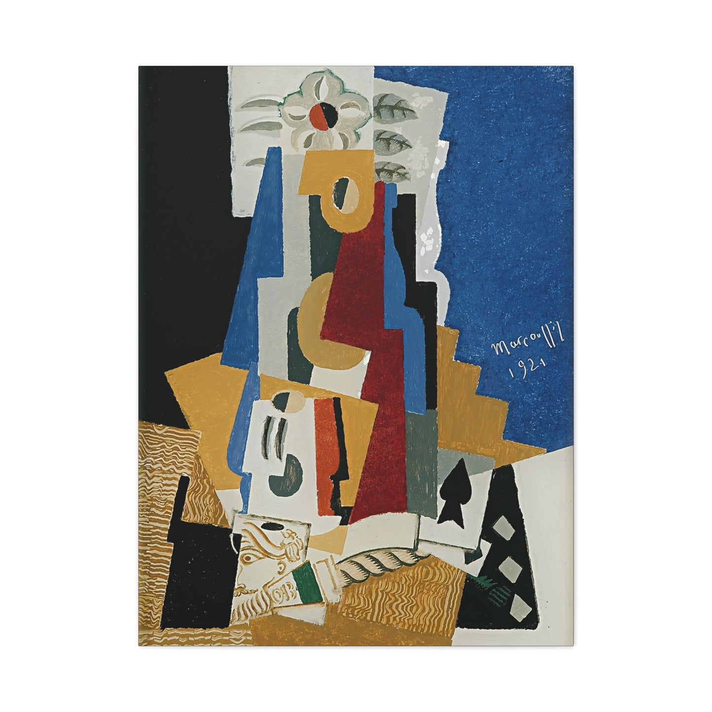 Nature Morte à L'as De Pique by Louis Marcoussis  / Reproduction Fine Art sur Toile /  Epaisseur 3.2 cm - 1.25 inch