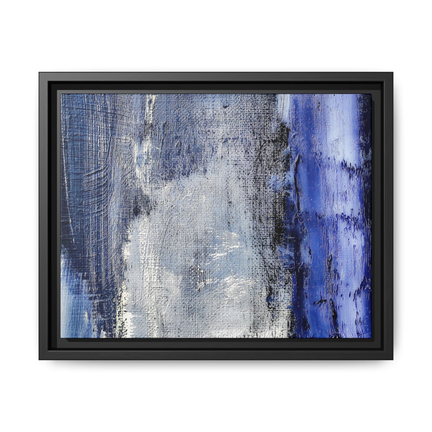Tableau Beaux Arts Anthracite & Bleu Contrasté "Série Sign Collections" / Toile encadrée sur caisse américaine