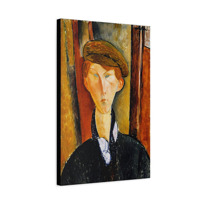 Young Man with a Cap (early 20th century) by Amedeo Modigliani / Reproduction Fine Art sur Toile / Flanc Large Epaisseur 3.2 cm - 1.25 inch