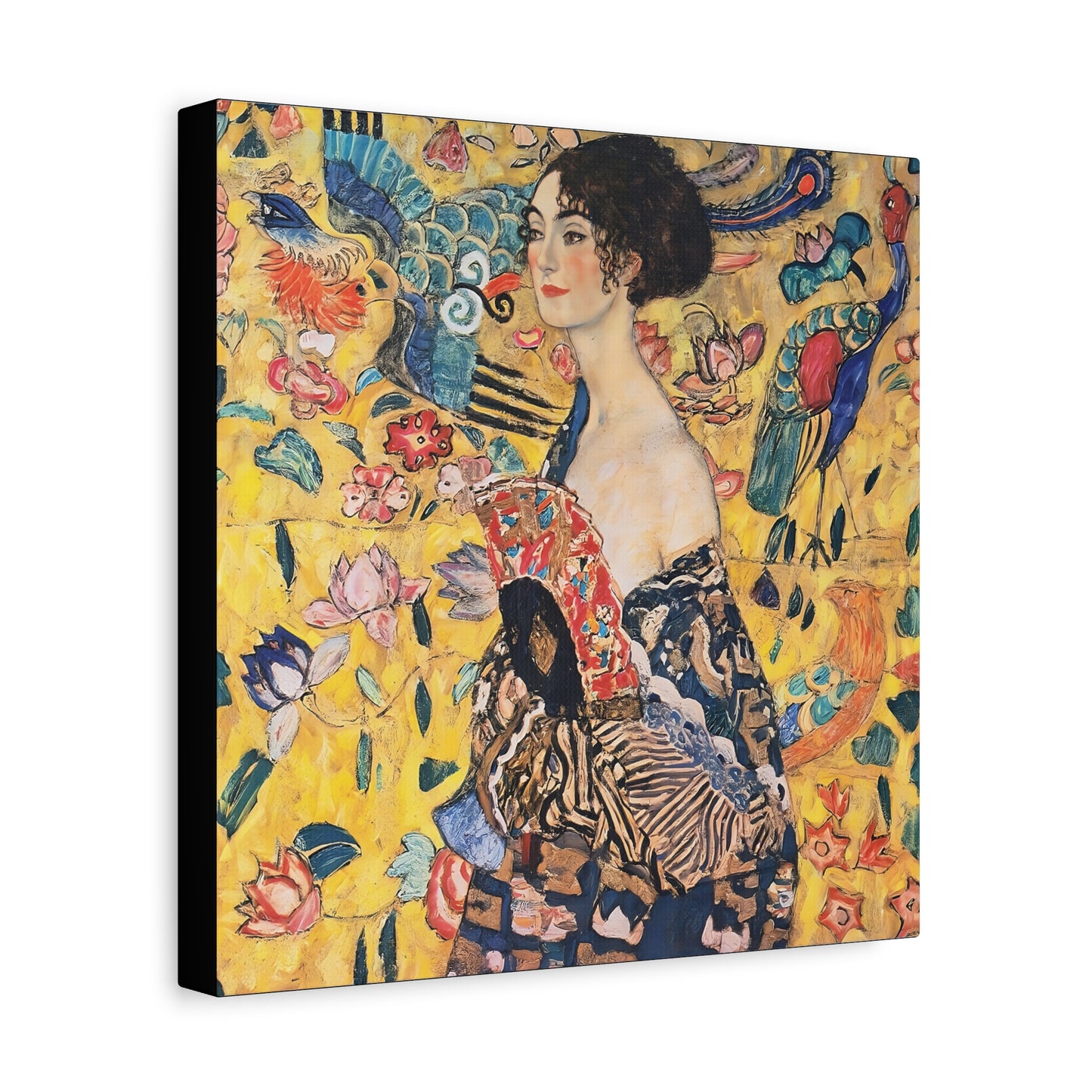Woman with fan (1917-1918) by Gustav Klimt / Reproduction Fine Art sur Toile / Flanc Large Epaisseur 3.2 cm - 1.25 inch