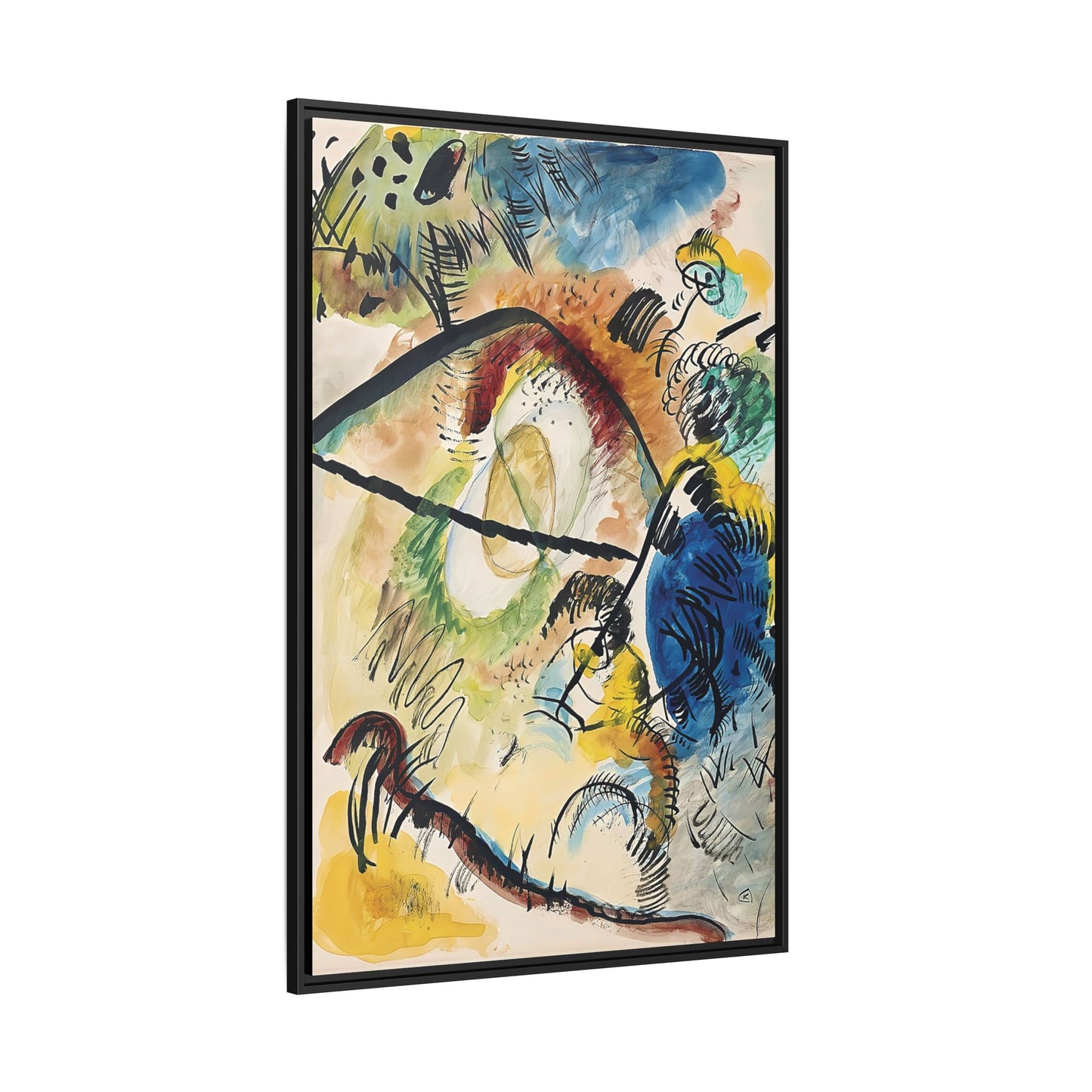 Wassily Kandinsky / Watercolor IX With Black Lines (1913) / Toile encadrée sur caisse américaine