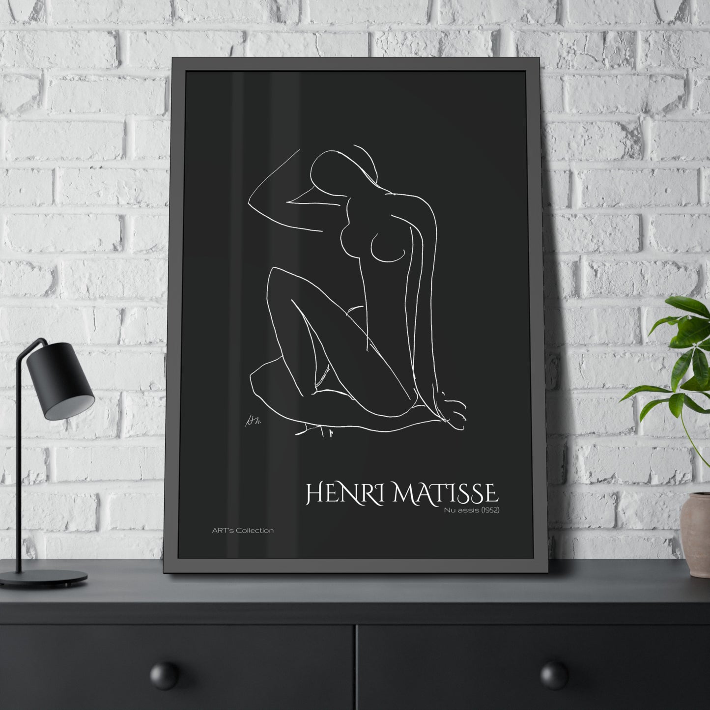 Nu assis (1952) black édition by Henri Matisse / Affiche Encadrée série ART's Collection