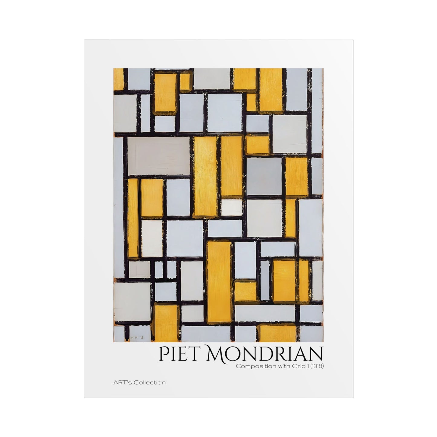Composition with Grid 1 (1918) by Piet Mondrian / Affiche imprimée - Série ART's Collection