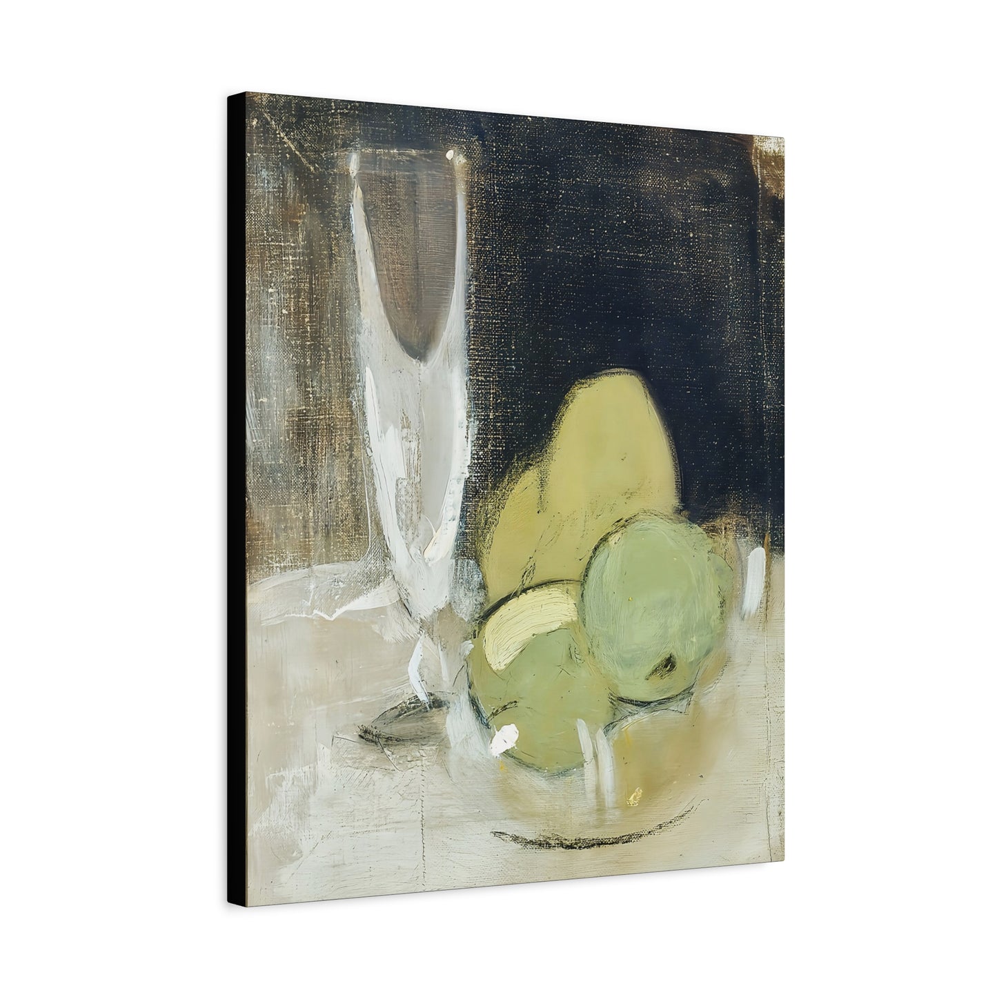 Green Apples And Champagne Glass (1934) by Helene Schjerfbeck / Reproduction Fine Art sur Toile /  Epaisseur 3.2 cm - 1.25 inch