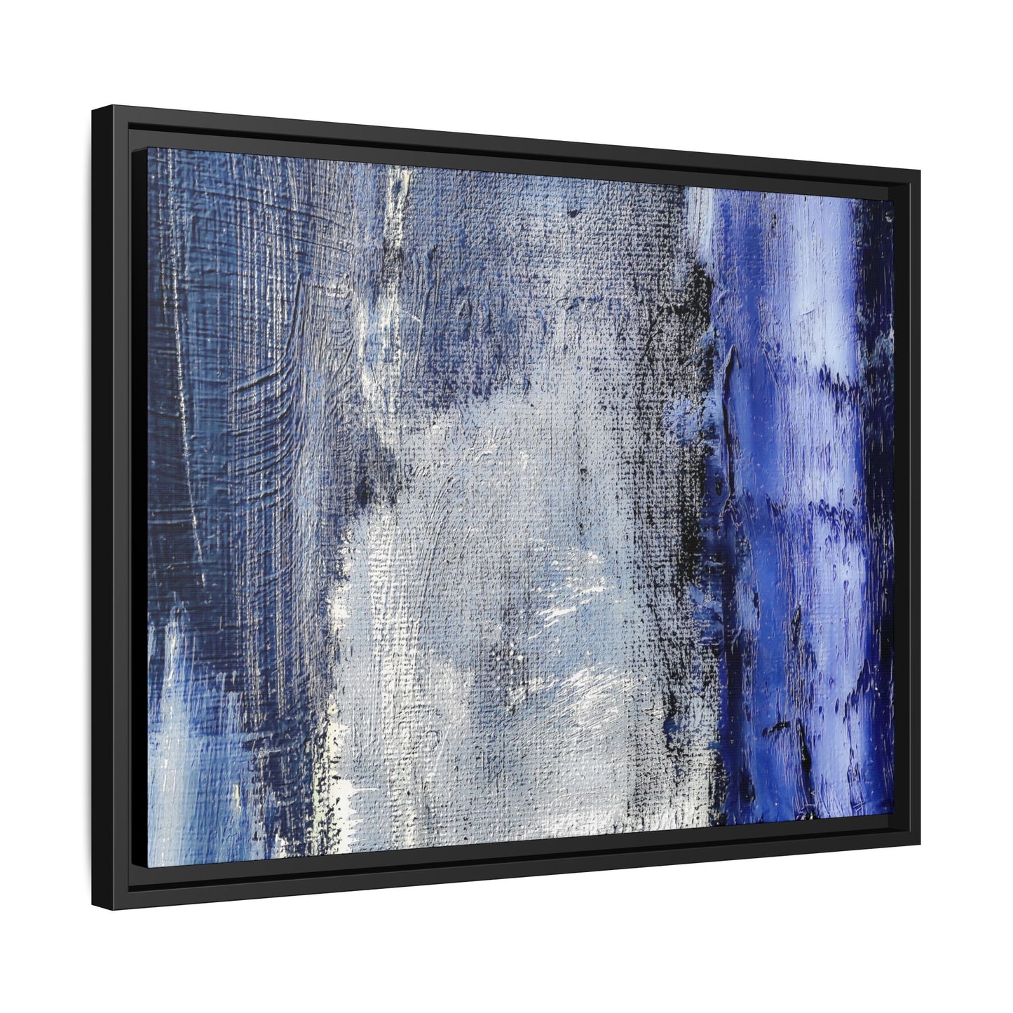 Tableau Beaux Arts Anthracite & Bleu Contrasté "Série Sign Collections" / Toile encadrée sur caisse américaine