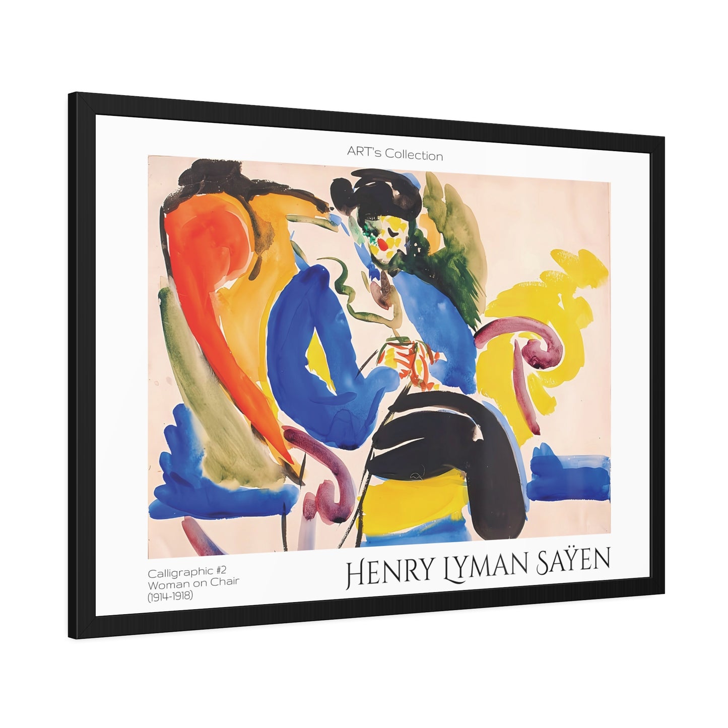 Calligraphic #2 Woman on Chair (1914-1918) by Henry Lyman Saÿen  / Affiche Encadrée série ART's Collection