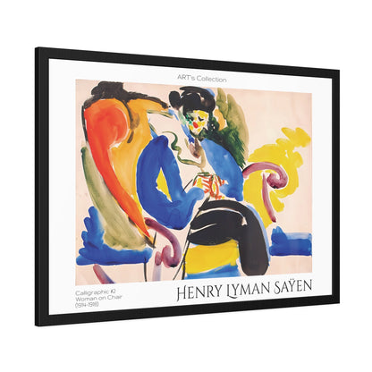 Calligraphic #2 Woman on Chair (1914-1918) by Henry Lyman Saÿen  / Affiche Encadrée série ART's Collection