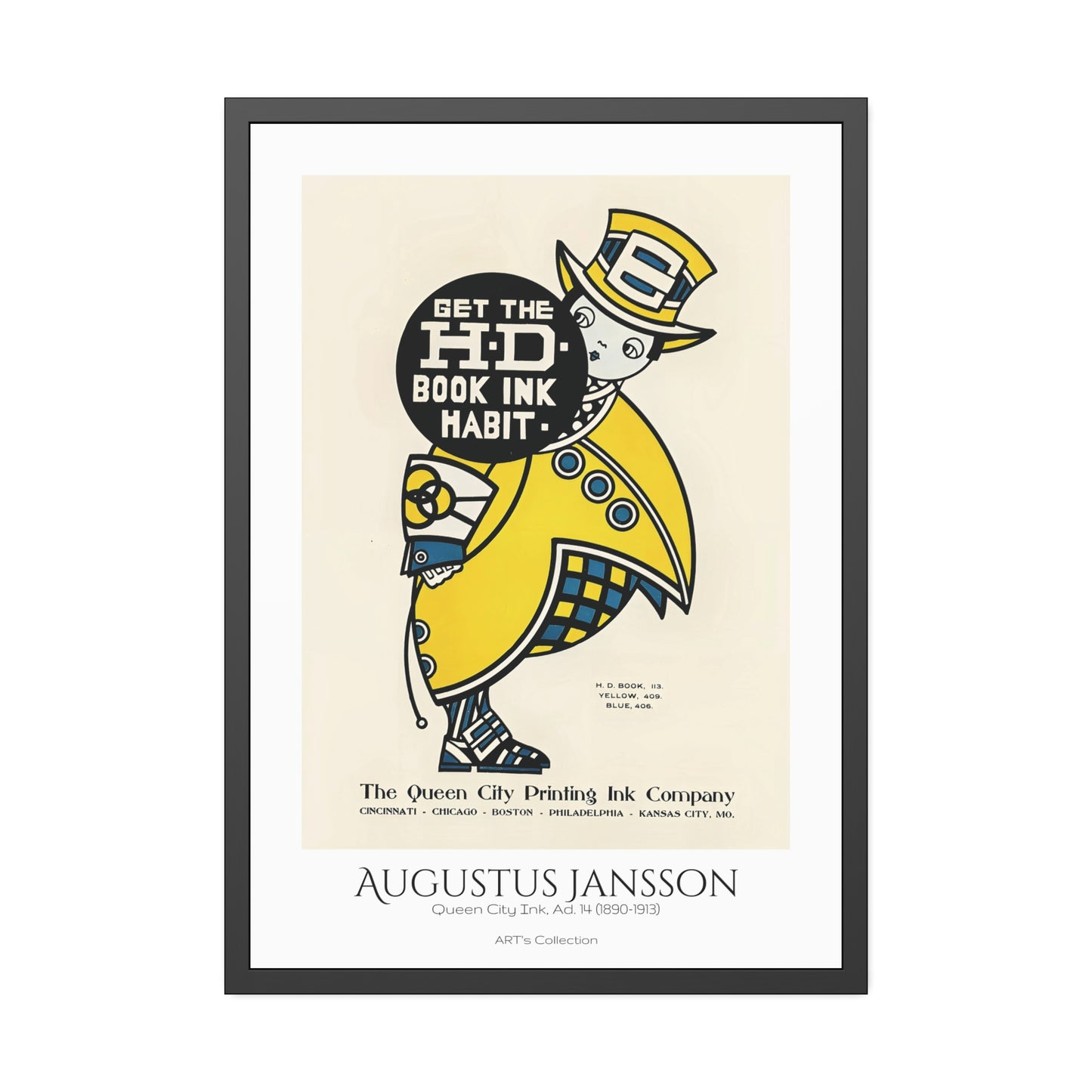 Queen City Ink, Ad. 14 (1890-1913) by Augustus Jansson  / Affiche Encadrée série ART's Collection