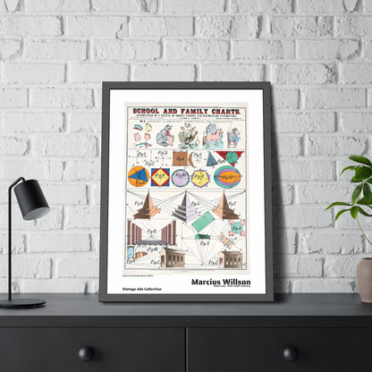 School and family charts (1891) by Marcius Willson / Affiche Encadrée Série Vintage Ads Collection