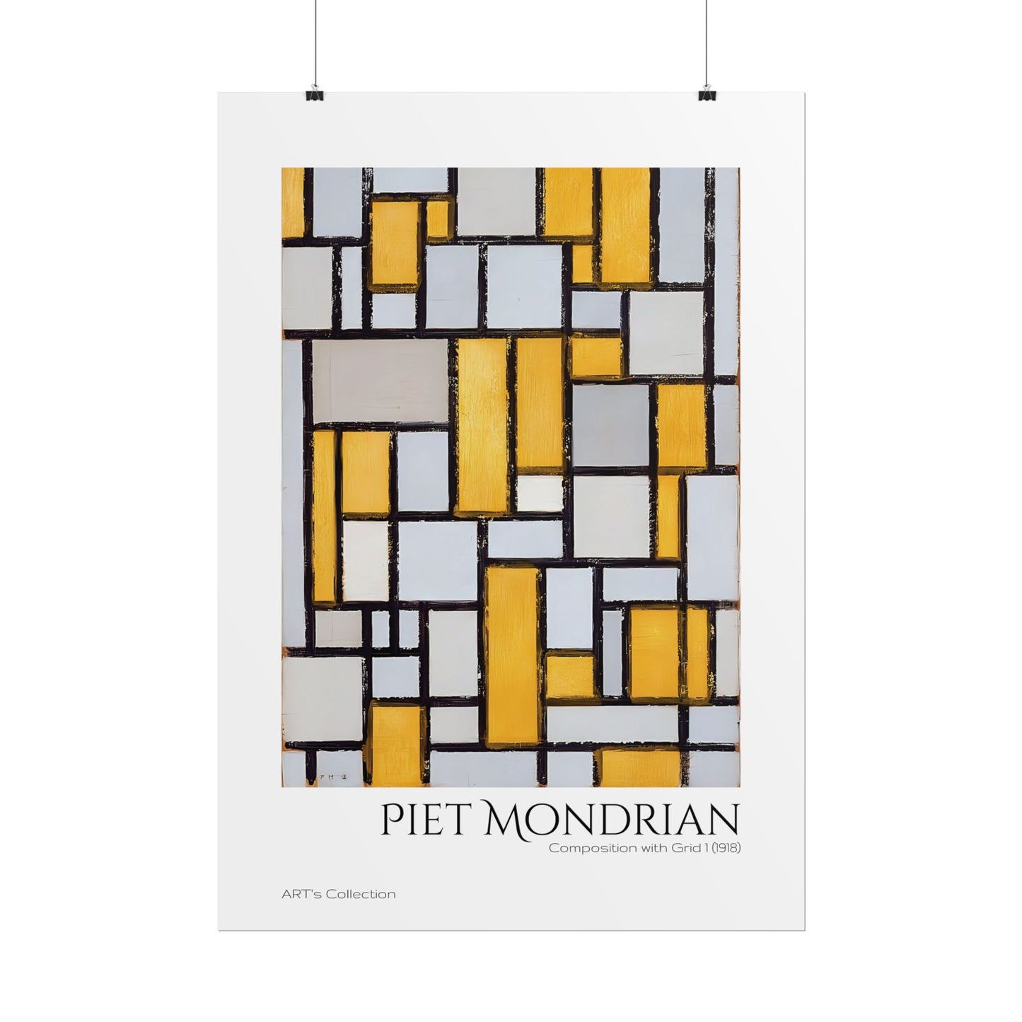 Composition with Grid 1 (1918) by Piet Mondrian / Affiche imprimée - Série ART's Collection