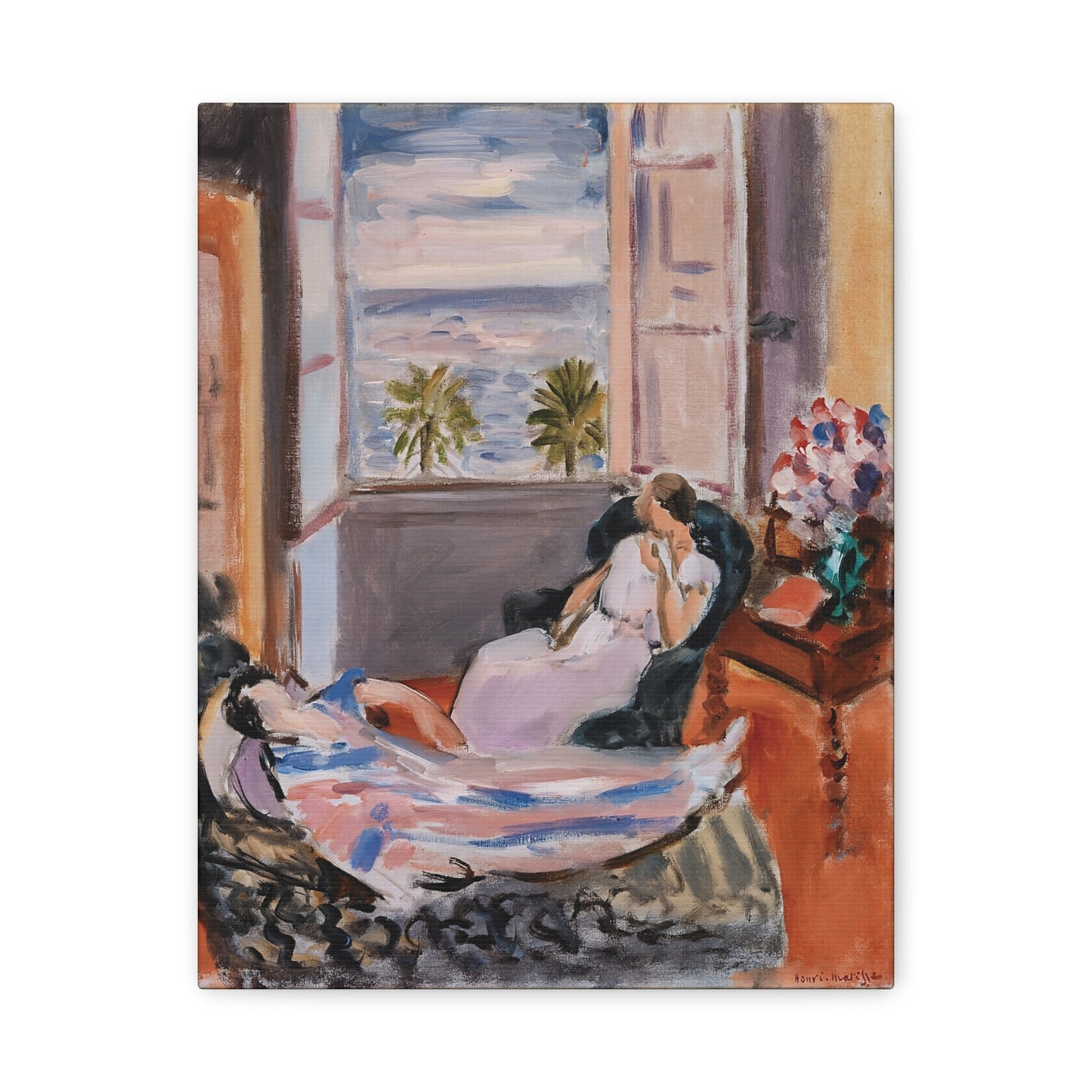 Intérieur à deux personnages, fenêtre ouverte (1922) by Henri Matisse / Reproduction Fine Art sur Toile /  Epaisseur 3.2 cm - 1.25 inch
