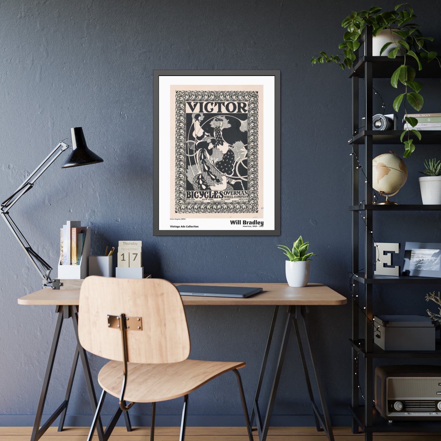 Victor bicycles (1895) by Will Bradley / Affiche Encadrée Série Vintage Ads Collection