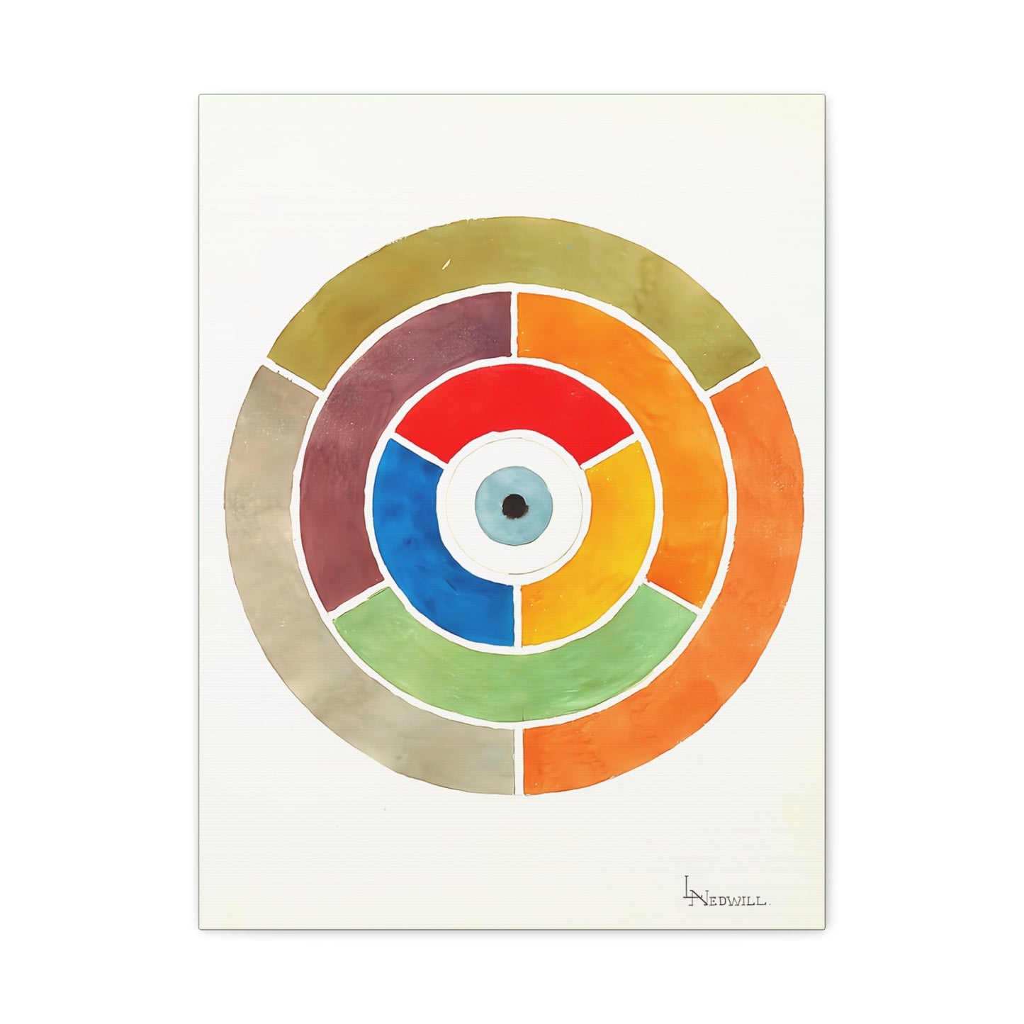 Disc Showing Primary Secondary and Tertiary Colors (ca 1900) by Elizabeth A. Nedwill / Reproduction Fine Art sur Toile /   3.2 cm-1.25 inch