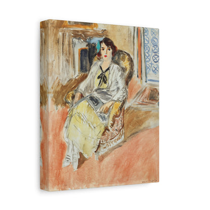 Jeune fille assise, robe jaune (1921-1922) by Henri Matisse / Reproduction Fine Art sur Toile /  Epaisseur 3.2 cm - 1.25 inch
