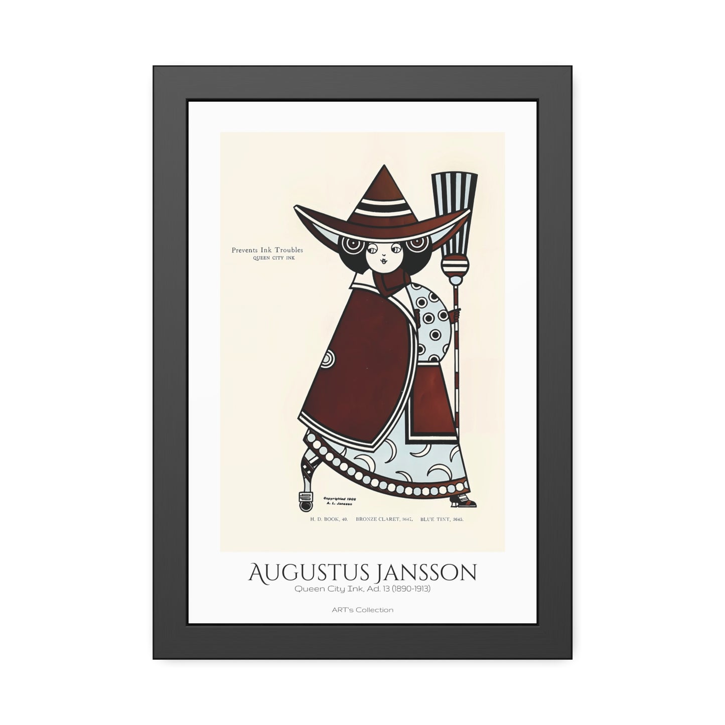 Queen City Ink, Ad. 13 (1890-1913) by Augustus Jansson  / Affiche Encadrée série ART's Collection