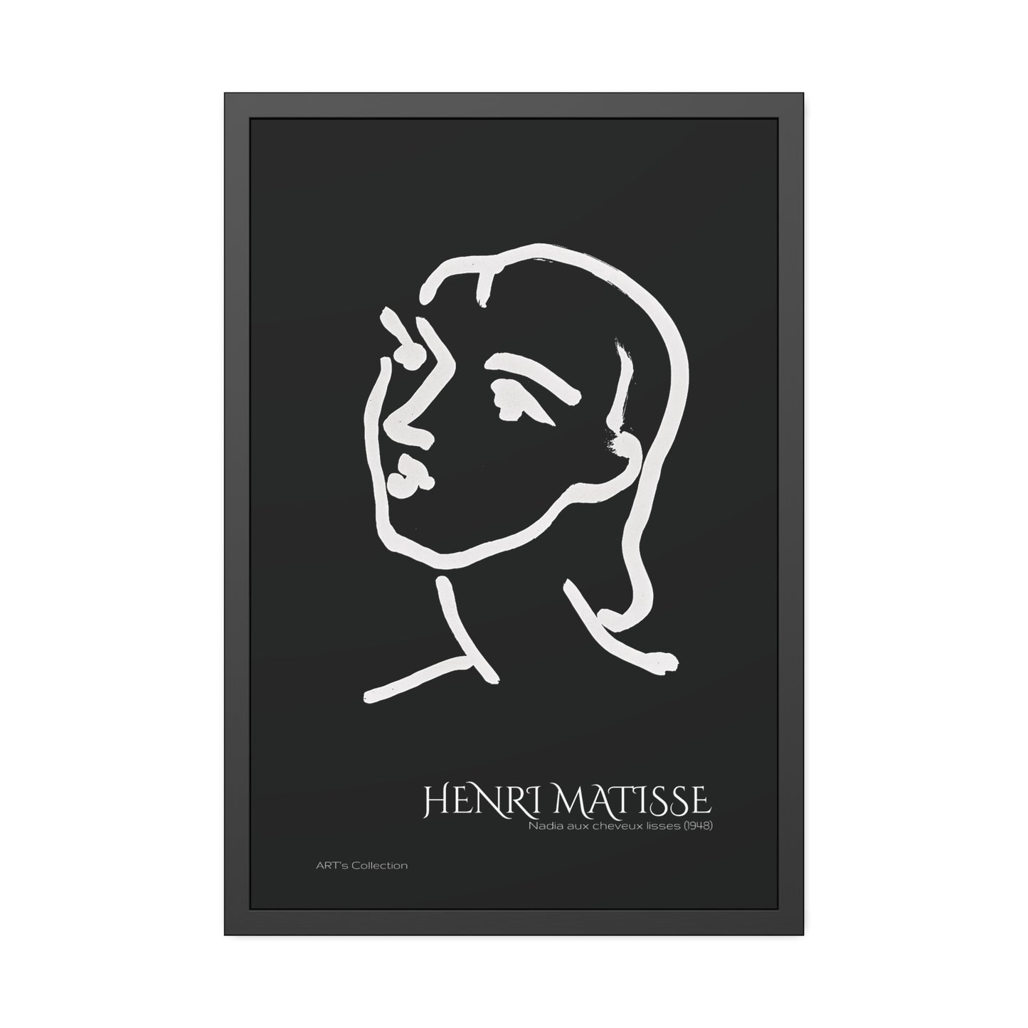 Nadia aux cheveux lisses (1948) black édition by Henri Matisse / Affiche Encadrée série ART's Collection