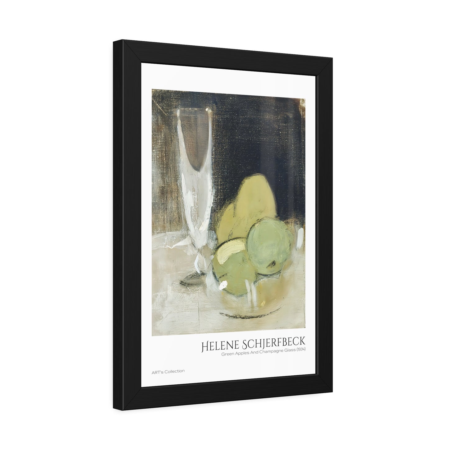 Green Apples And Champagne Glass (1934) by Helene Schjerfbeck / Affiche Encadrée série ART's Collection