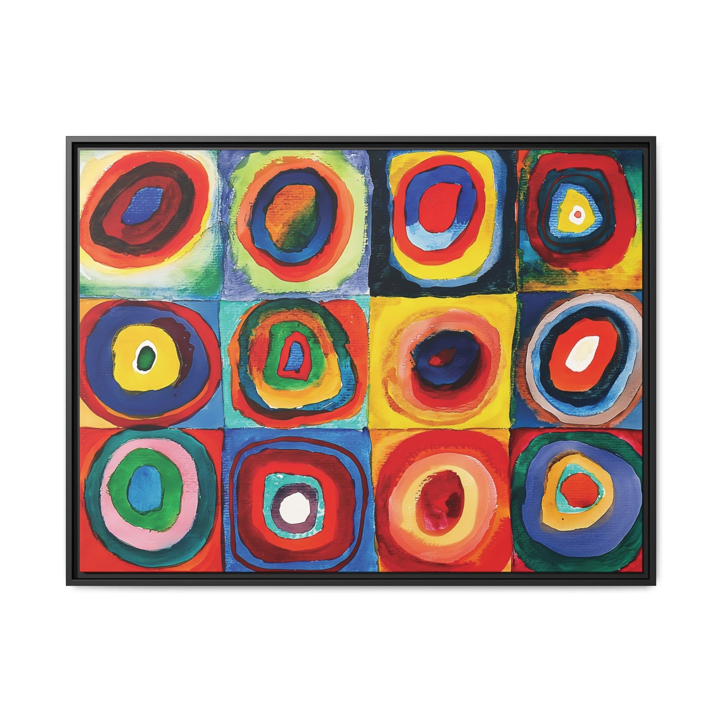 Wassily Kandinsky / Etude De Couleurs : Carrés avec Cercles Concentriques (1913) /Toile encadrée sur caisse américaine
