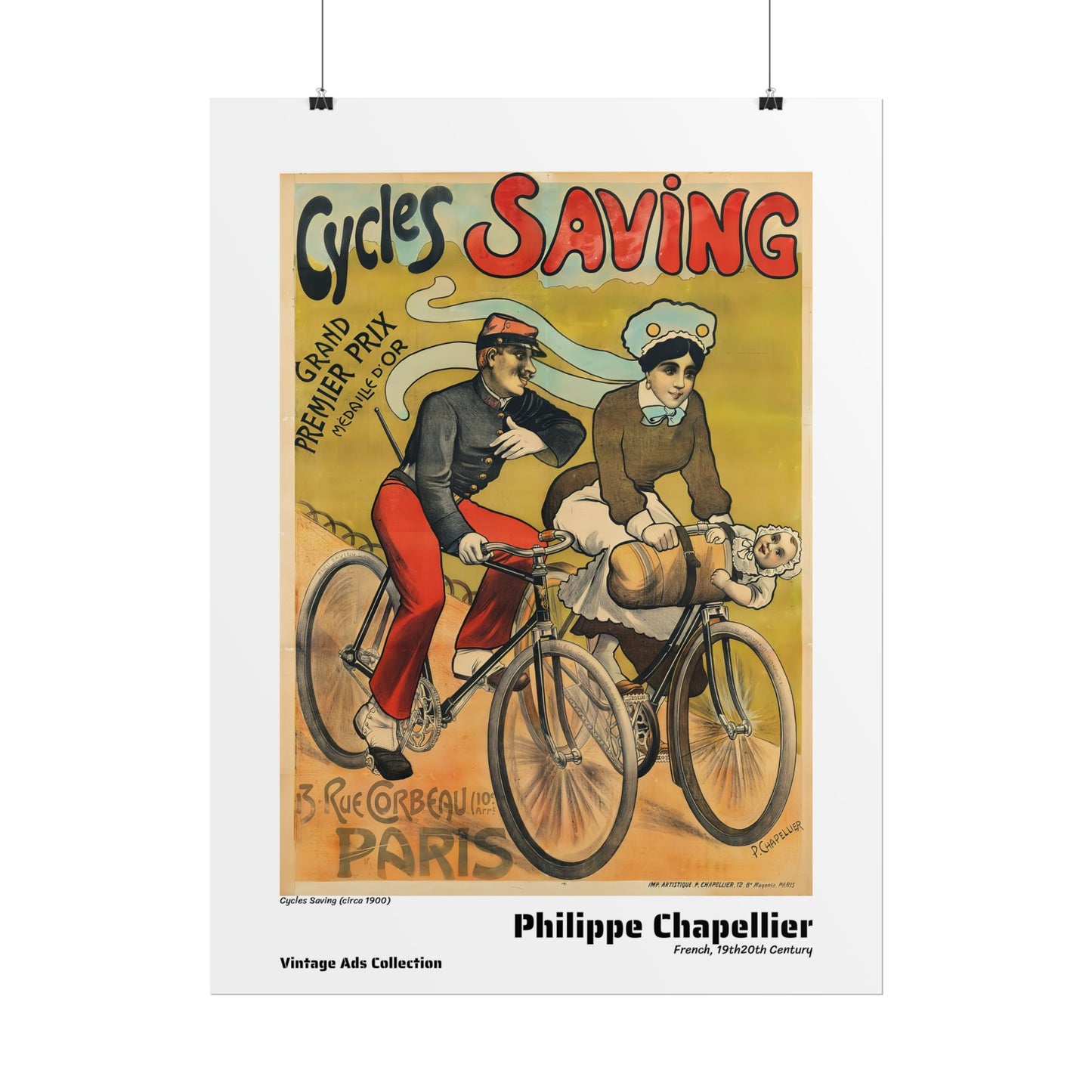 Cycles Saving (circa 1900) by Philippe Chapellier / Affiche imprimée - Série Vintage Ads Collection