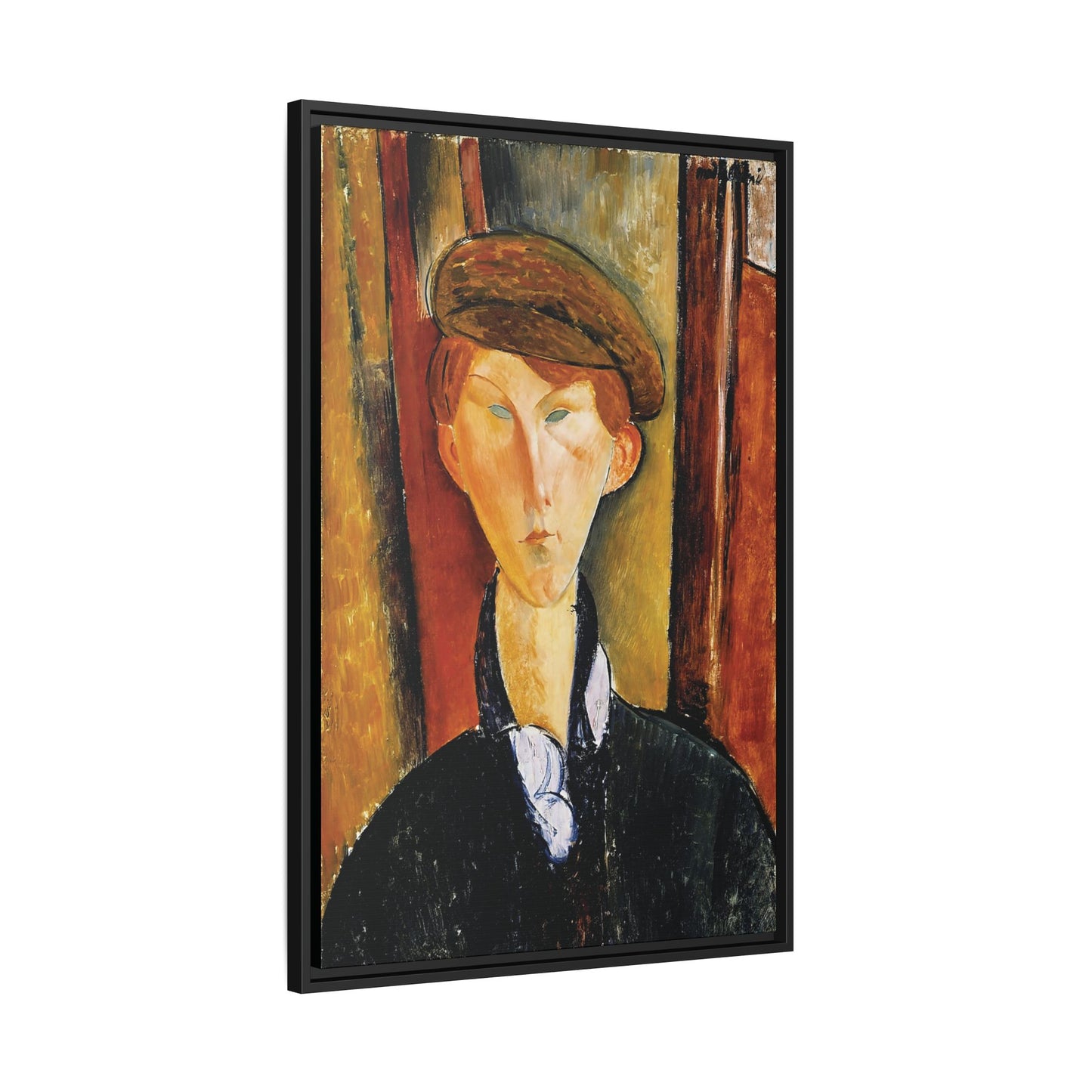 Young Man with a Cap (early 20th century) by Amedeo Modigliani / Toile encadrée sur caisse américaine