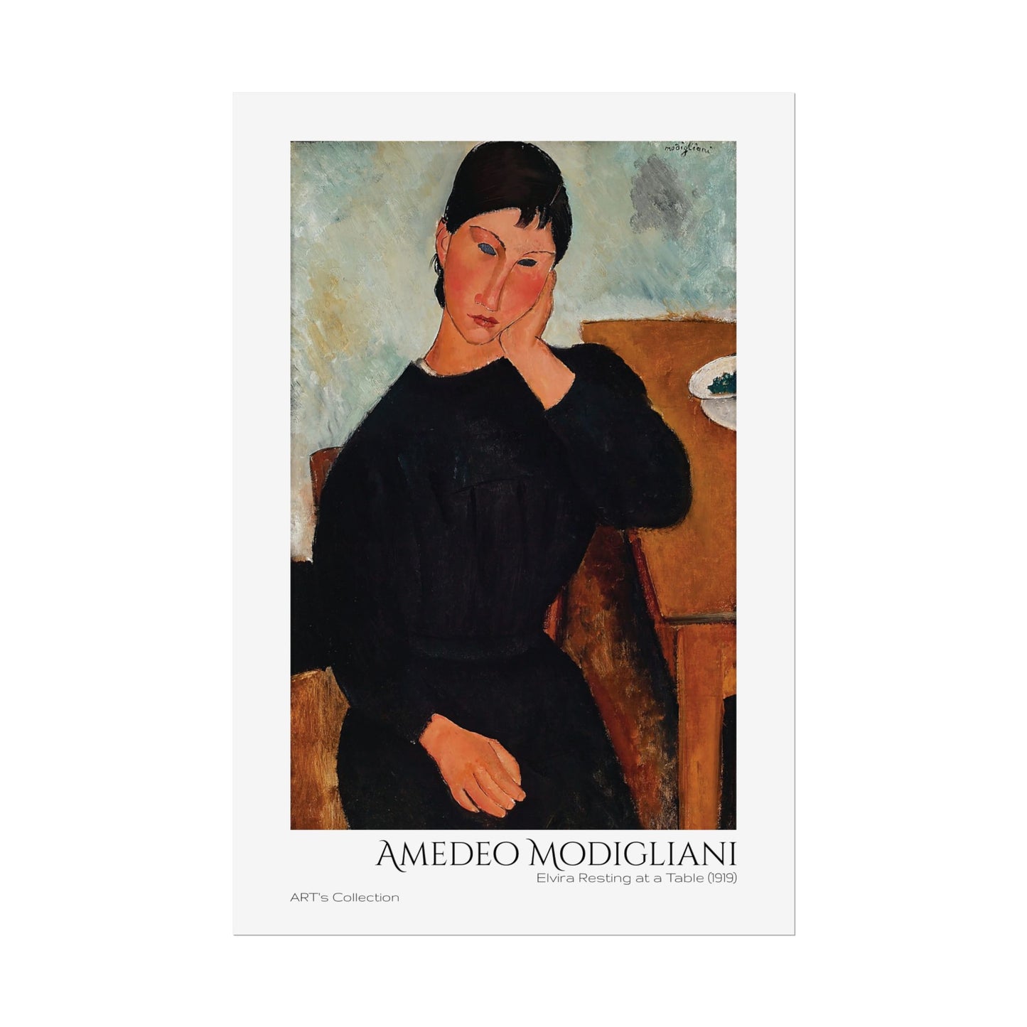 Elvira Resting at a Table (1919) by Amedeo Modigliani / Affiche imprimée - Série ART's Collection