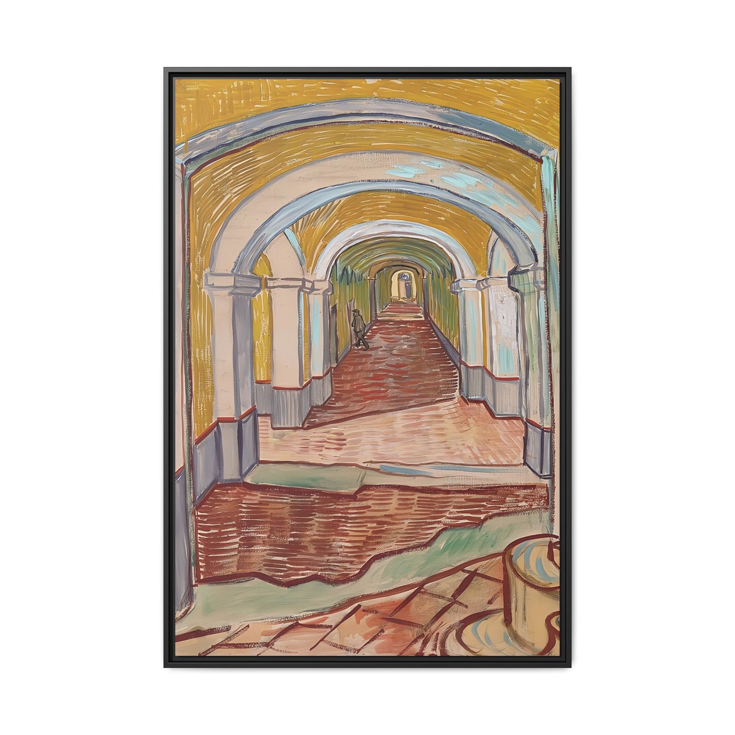 Corridor in the Asylum (1889) by Vincent van Gogh / Toile encadrée sur caisse américaine