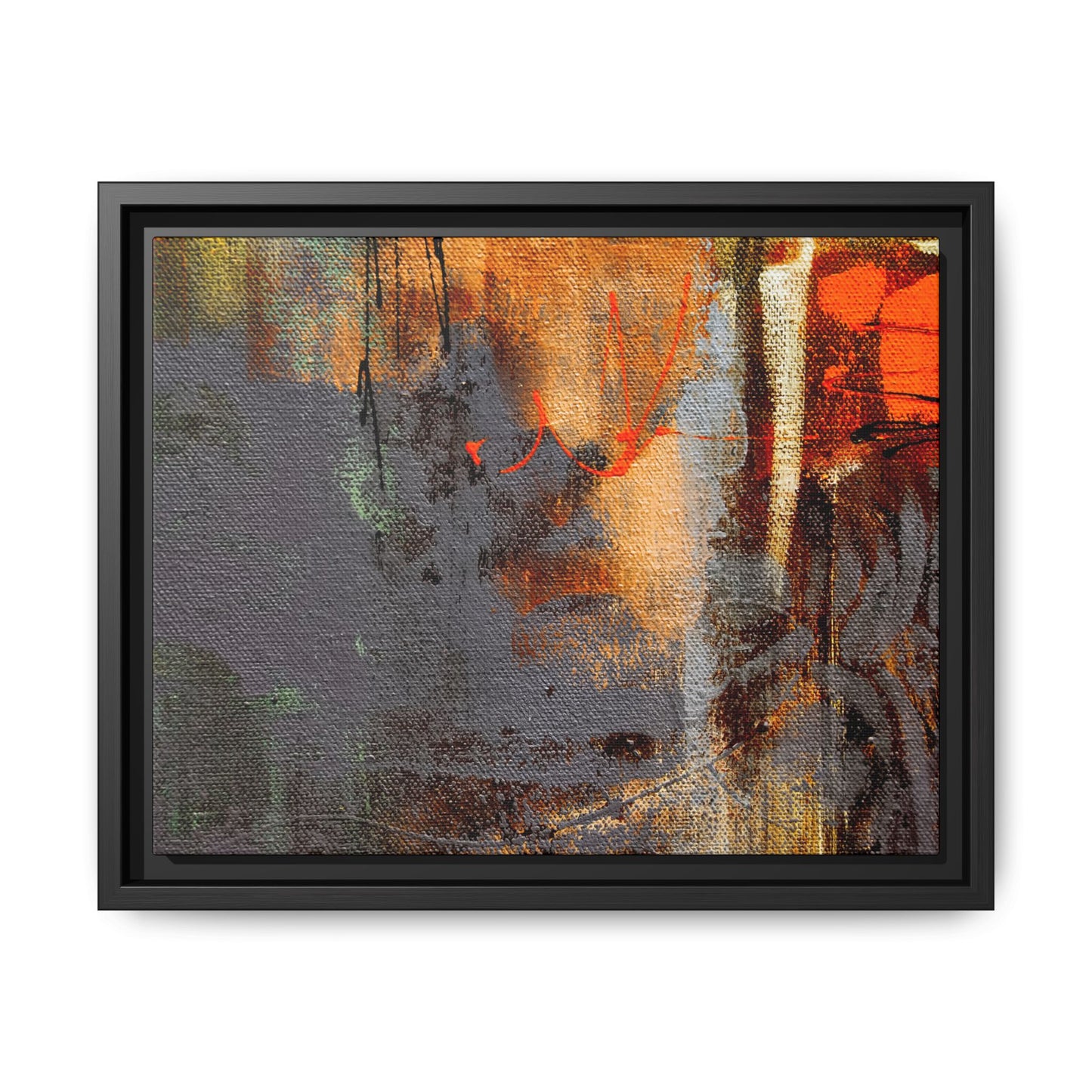 Tableau Beaux Arts Anthracite & Orange "Série Sign Collections" / Toile encadrée sur caisse américaine