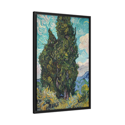 Cypresses (1889) by Vincent van Gogh / Toile encadrée sur caisse américaine