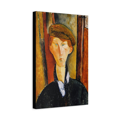 Young Man with a Cap (early 20th century) by Amedeo Modigliani / Reproduction Fine Art sur Toile / Flanc Large Epaisseur 3.2 cm - 1.25 inch