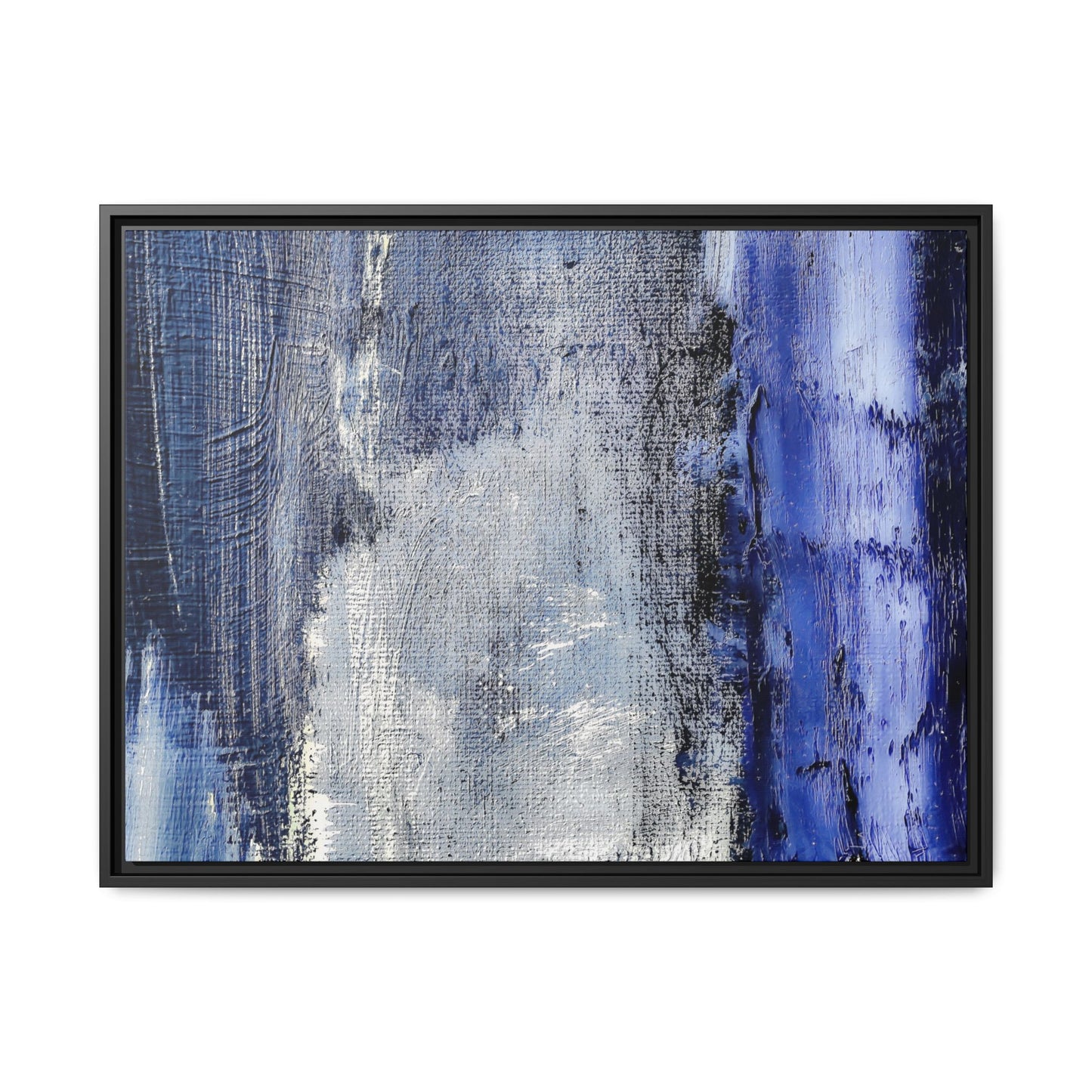 Tableau Beaux Arts Anthracite & Bleu Contrasté "Série Sign Collections" / Toile encadrée sur caisse américaine