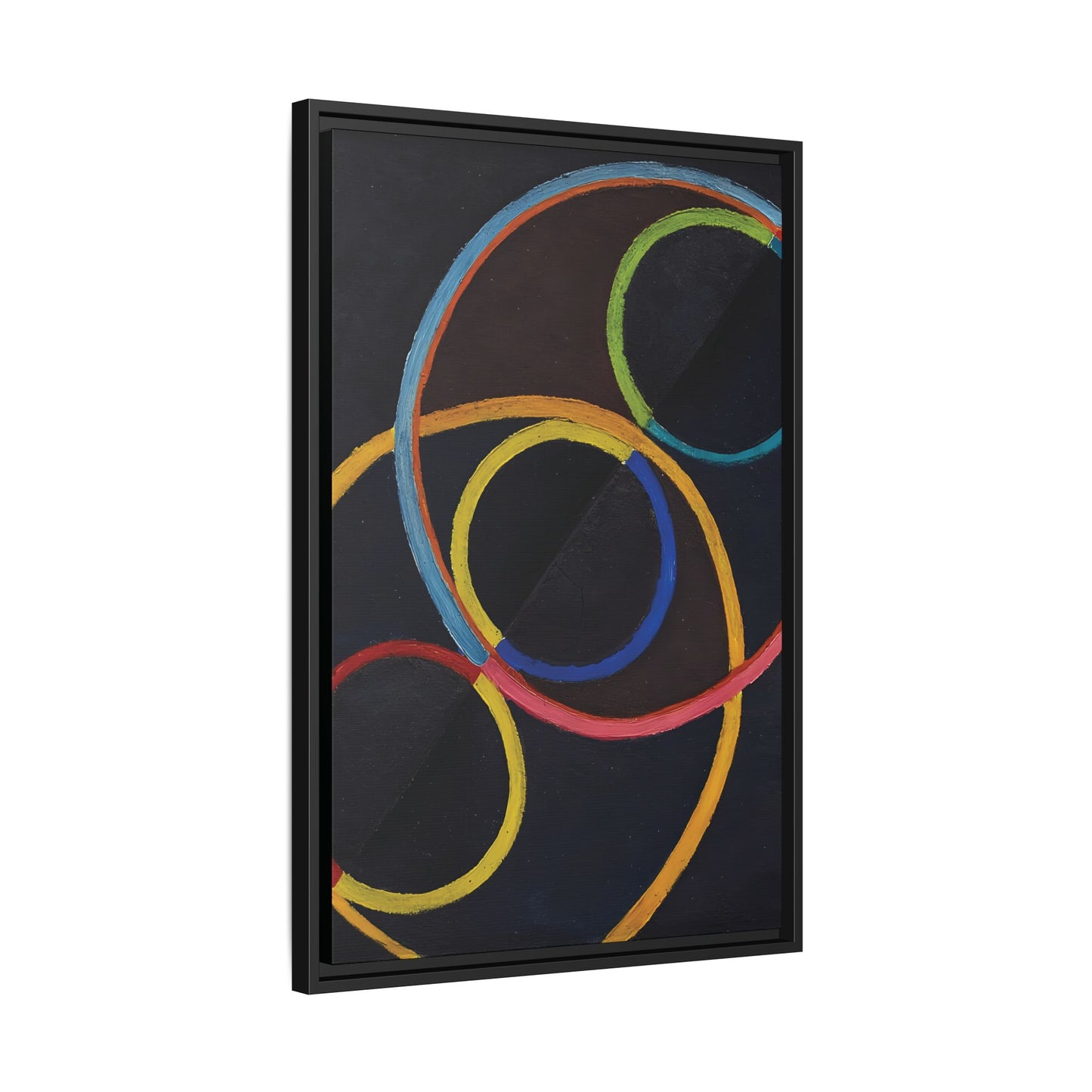 Relief noir avec des cercles de couleur  by Robert Delaunay  / Toile encadrée sur caisse américaine