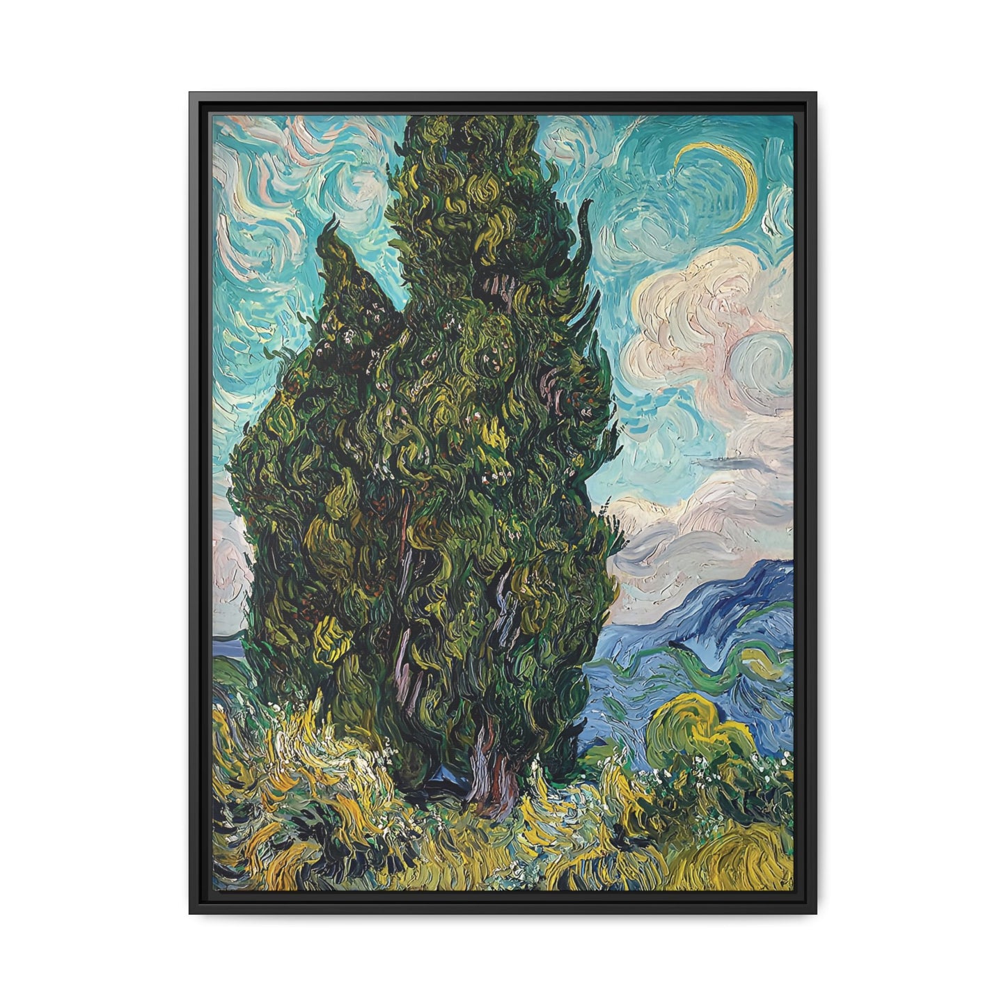 Cypresses (1889) by Vincent van Gogh / Toile encadrée sur caisse américaine