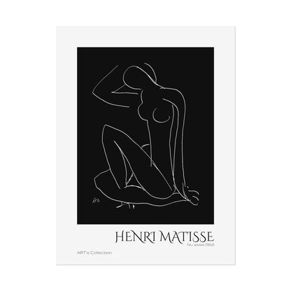 Nu assis (1952) version noire et blanche by Henri Matisse / Affiche imprimée - Série ART's Collection