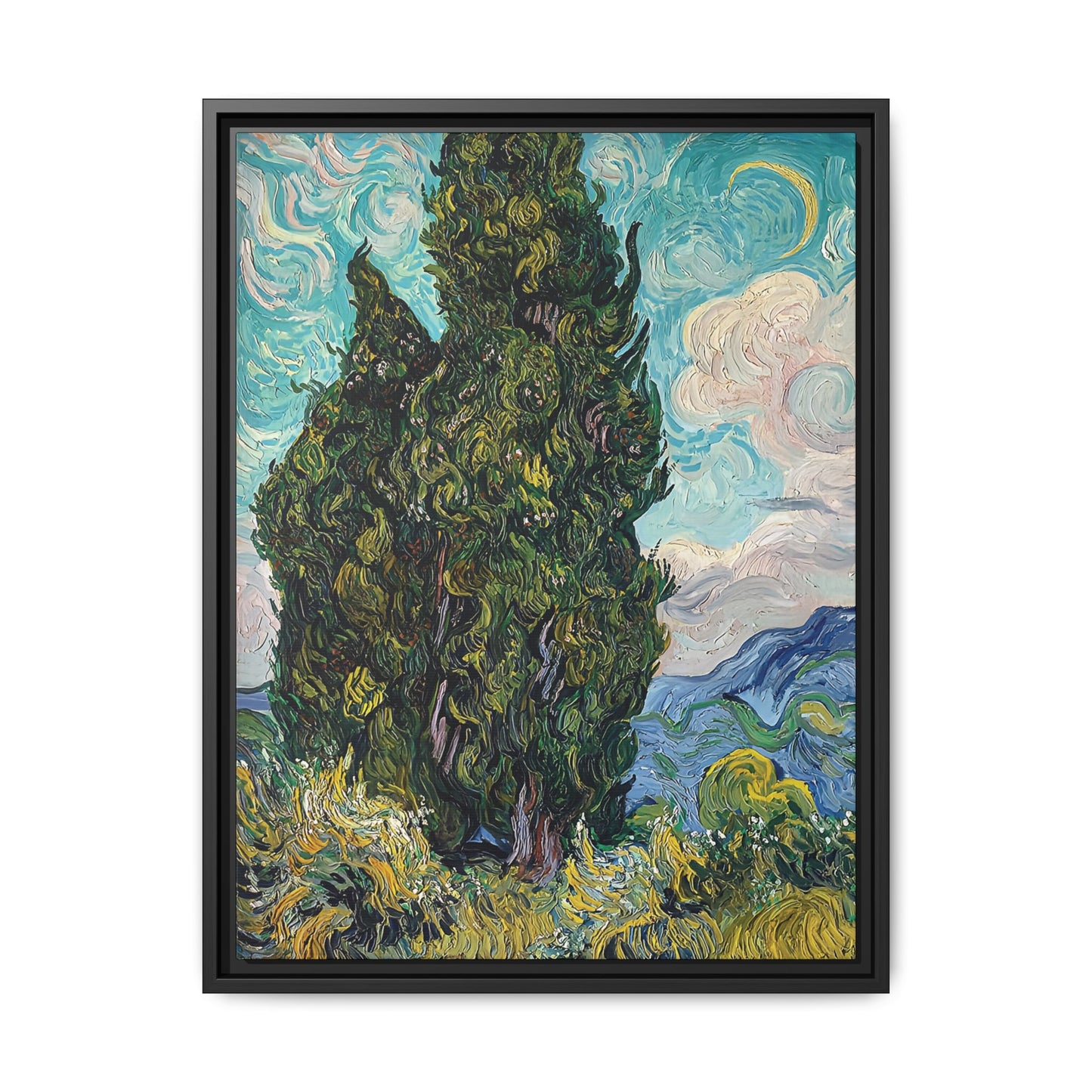 Cypresses (1889) by Vincent van Gogh / Toile encadrée sur caisse américaine
