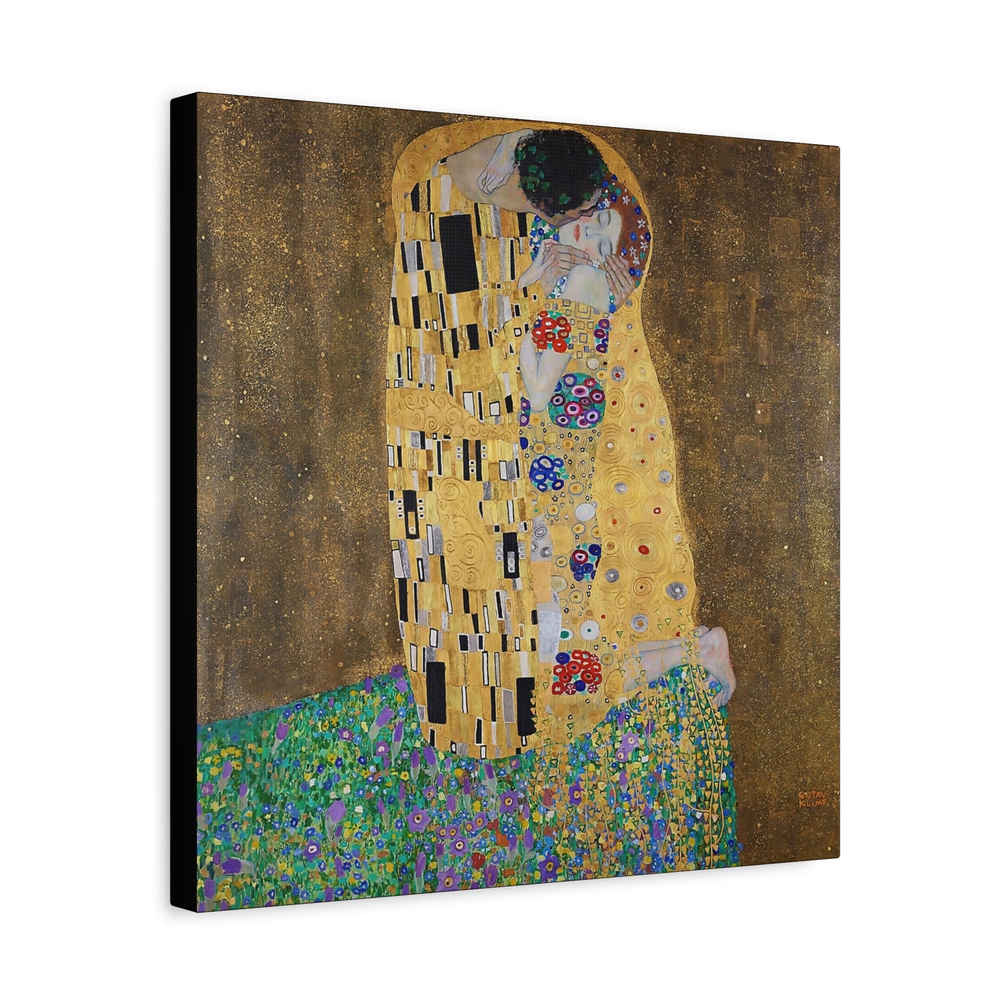 The kiss - lovers (1908) by Gustav Klimt / Reproduction Fine Art sur Toile / Flanc Large Epaisseur 3.2 cm - 1.25 inch
