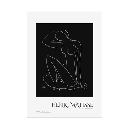 Nu assis (1952) version noire et blanche by Henri Matisse / Affiche imprimée - Série ART's Collection