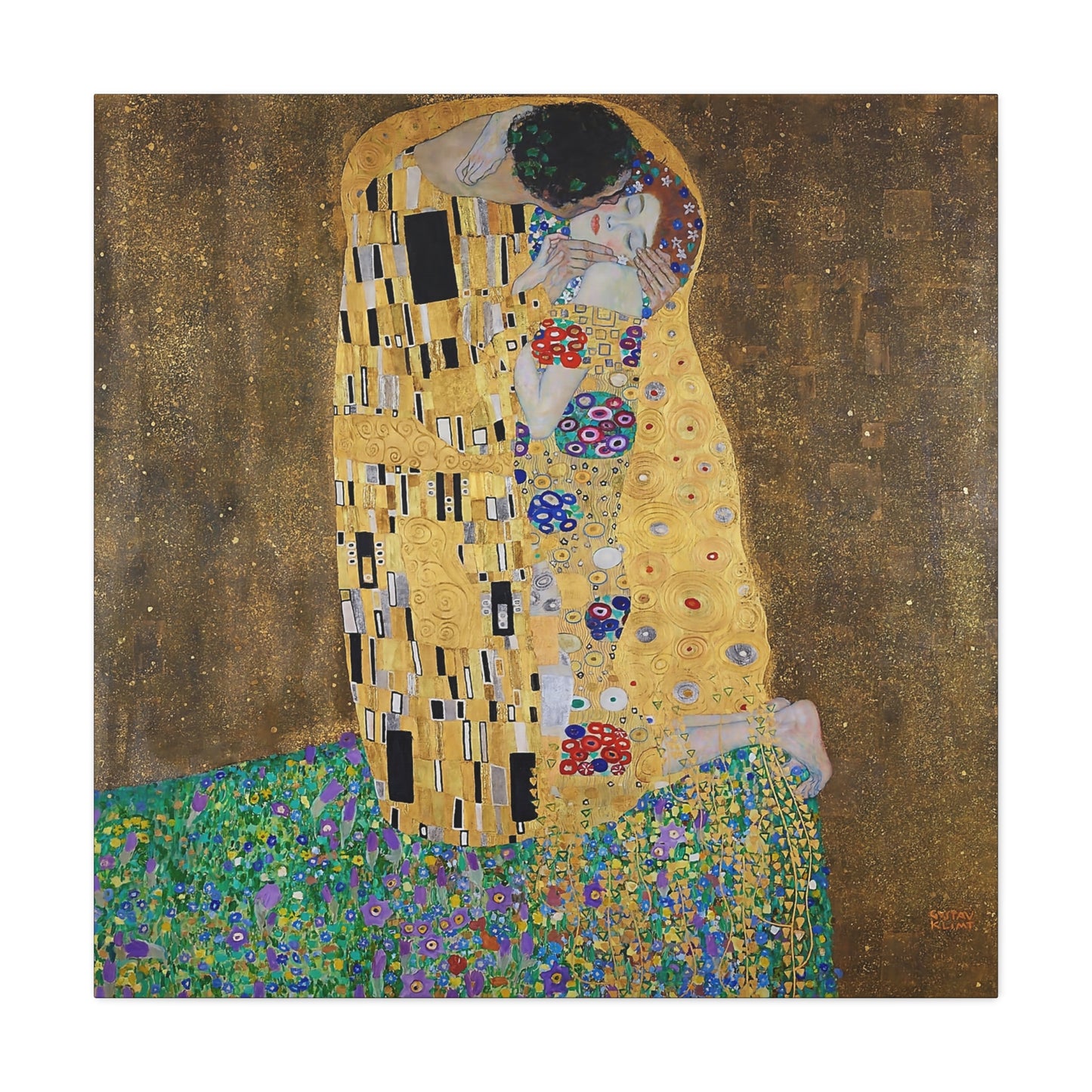 The kiss - lovers (1908) by Gustav Klimt / Reproduction Fine Art sur Toile / Flanc Large Epaisseur 3.2 cm - 1.25 inch