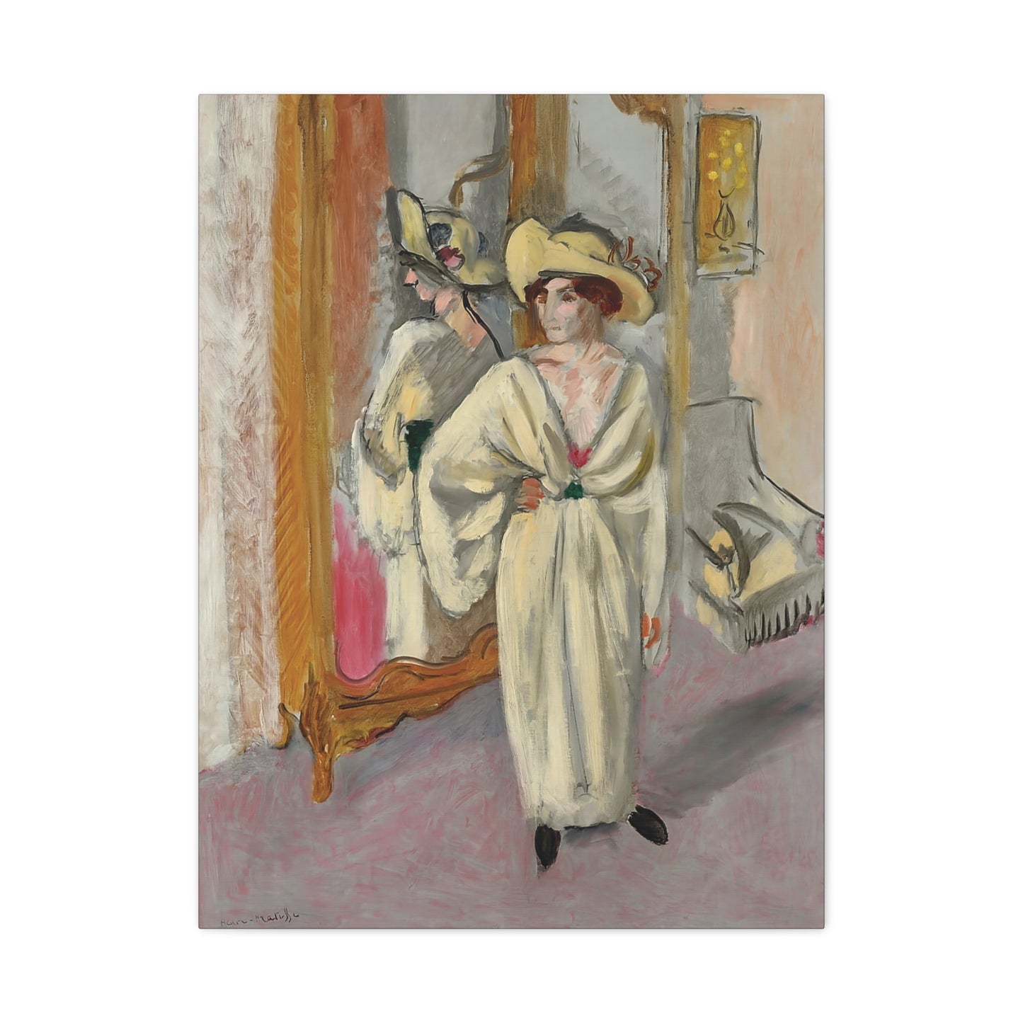 Femme en blanc debout devant une glace (1918-1919) by Henri Matisse / Reproduction Fine Art sur Toile /  Epaisseur 3.2 cm - 1.25 inch