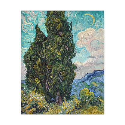 Cypresses (1889) by Vincent van Gogh  / Reproduction Fine Art sur Toile / Epaisseur 3,2cm - 1'25 po