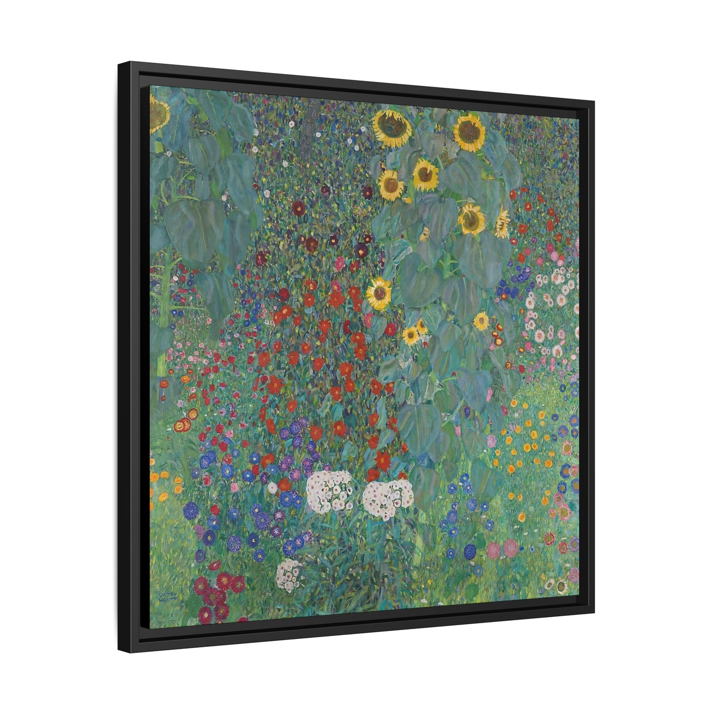 Cottage garden with sunflowers (1907) by Gustav Klimt / Toile encadrée sur caisse américaine