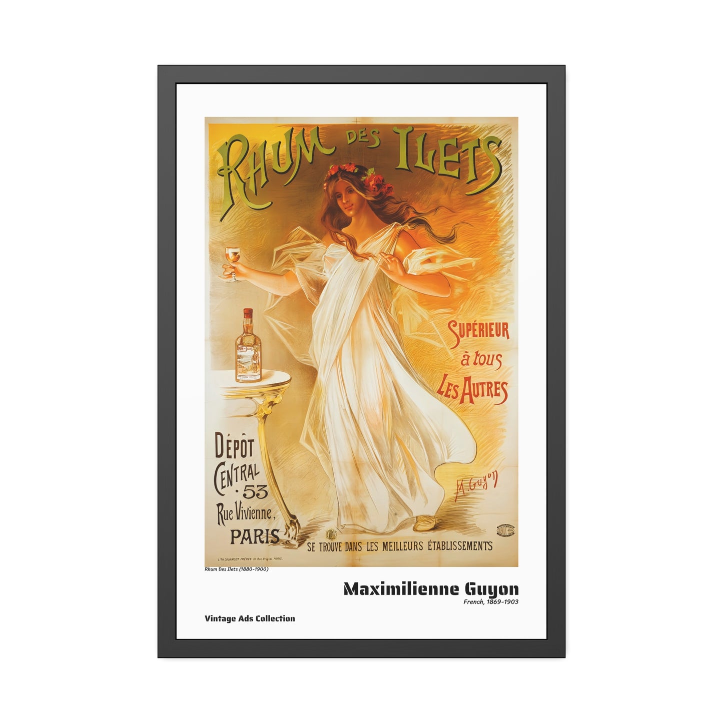 Rhum Des Ilets (1880-1900) by Maximilienne Guyon / Affiche Encadrée Série Vintage Ads Collection