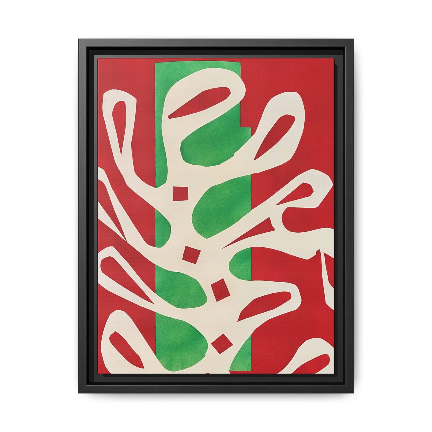 Henri Matisse / Algue blanche sur fond rouge et vert (1947) / Toile encadrée sur caisse américaine