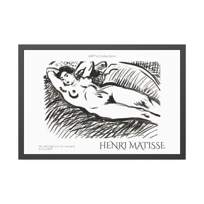 Nu allongé sur un canapé (circa 1927) by Henry Matisse  / Affiche Encadrée série ART's Collection