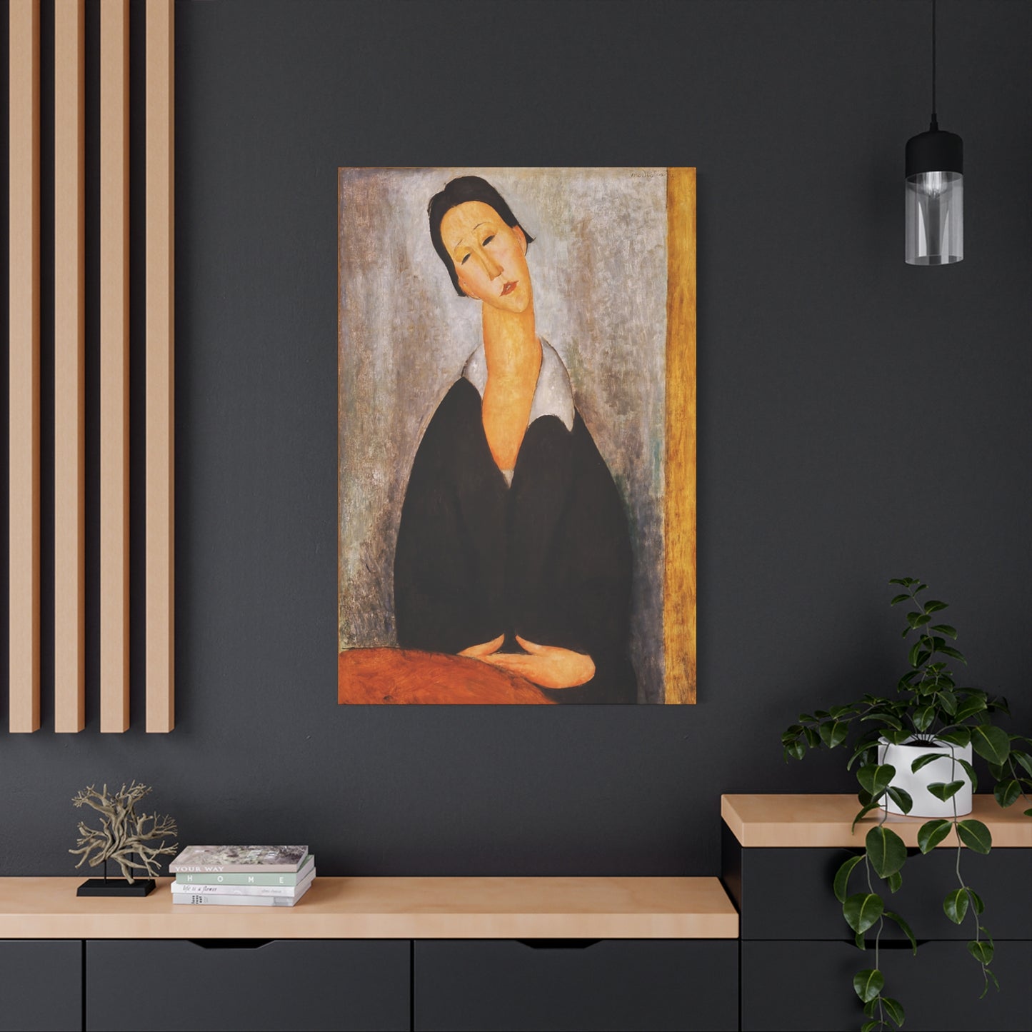 Portrait Of A Polish Woman  by Amedeo Modigliani / Reproduction Fine Art sur Toile / Flanc Large Epaisseur 3.2 cm - 1.25 inch