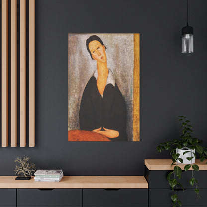 Portrait Of A Polish Woman  by Amedeo Modigliani / Reproduction Fine Art sur Toile / Flanc Large Epaisseur 3.2 cm - 1.25 inch