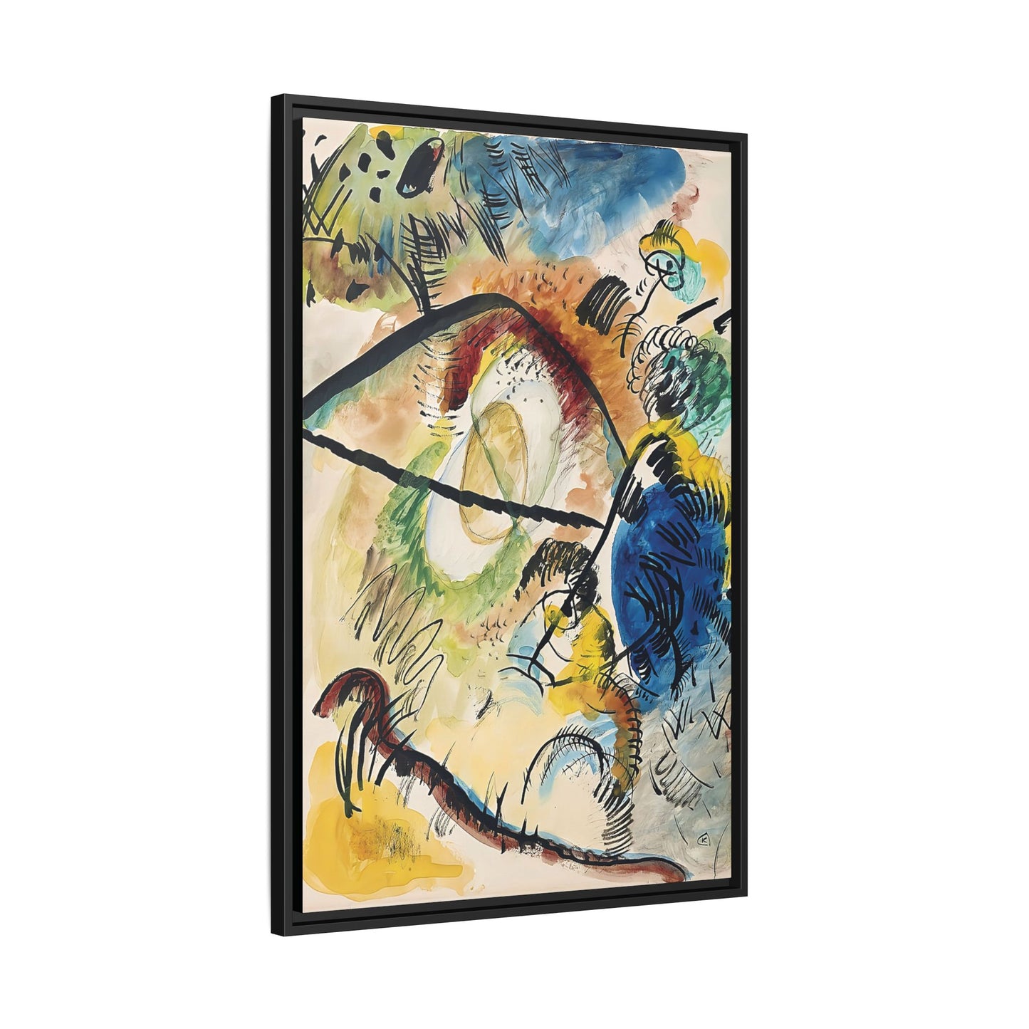 Wassily Kandinsky / Watercolor IX With Black Lines (1913) / Toile encadrée sur caisse américaine