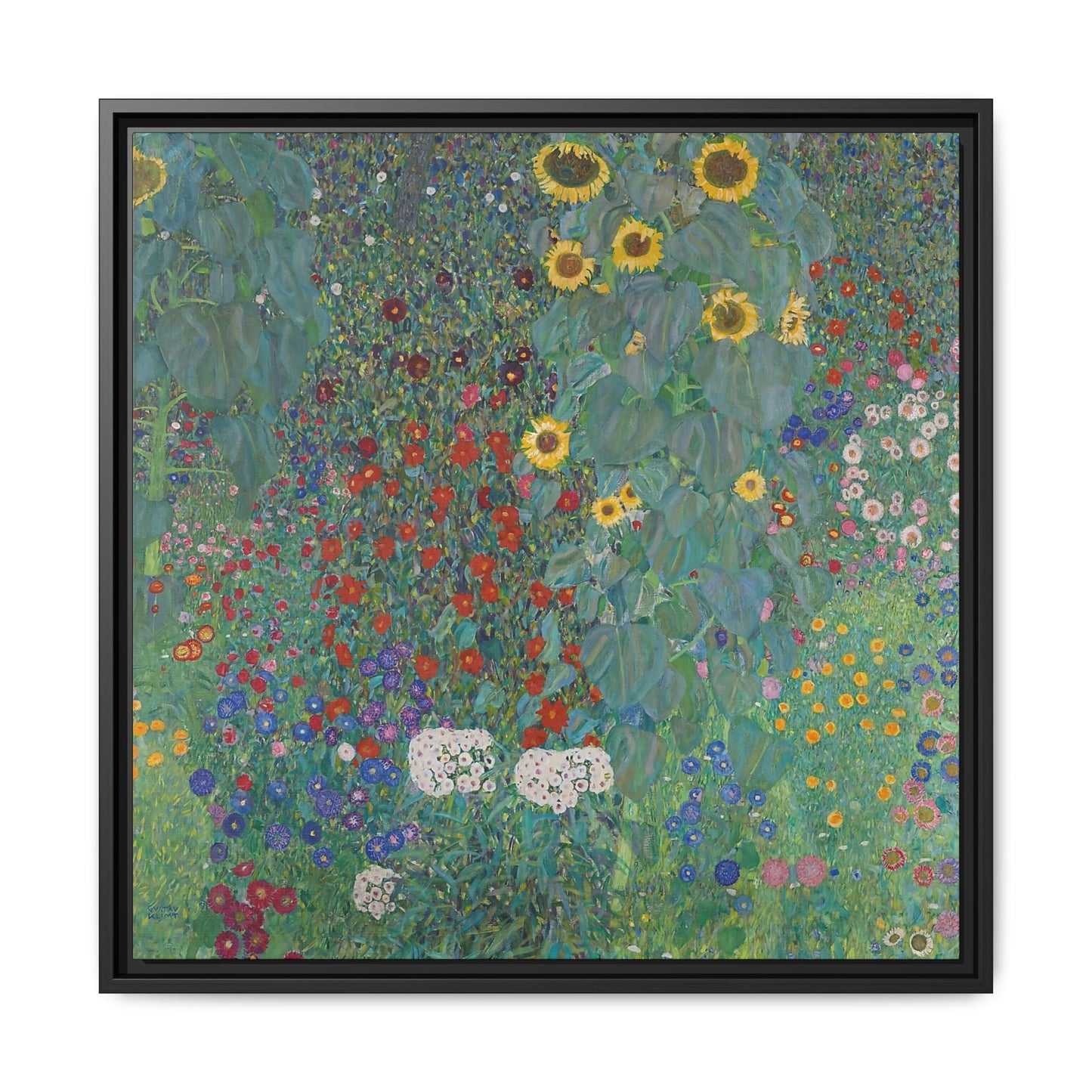 Cottage garden with sunflowers (1907) by Gustav Klimt / Toile encadrée sur caisse américaine