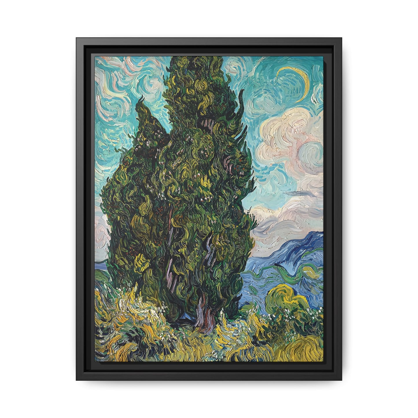 Cypresses (1889) by Vincent van Gogh / Toile encadrée sur caisse américaine