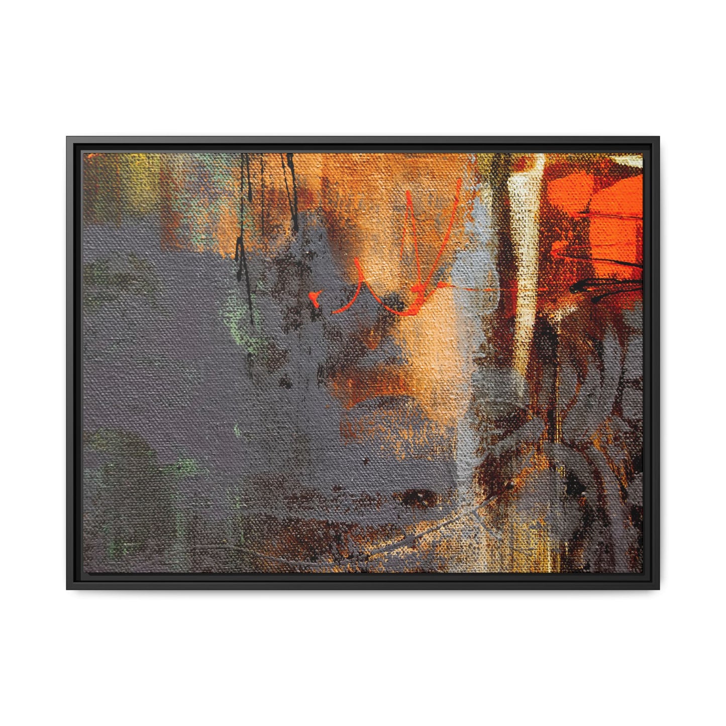 Tableau Beaux Arts Anthracite & Orange "Série Sign Collections" / Toile encadrée sur caisse américaine